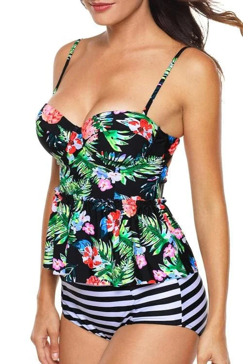 Plus Size Flounce Tankini Set