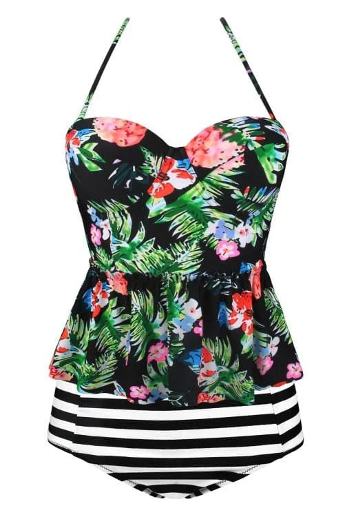 Plus Size Flounce Tankini Set