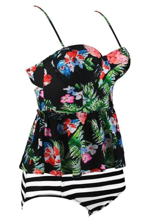 Plus Size Flounce Tankini Set