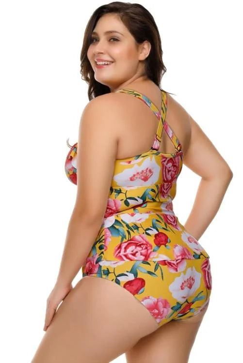 Floral Sunshine Crisscross Teddy Swimsuit