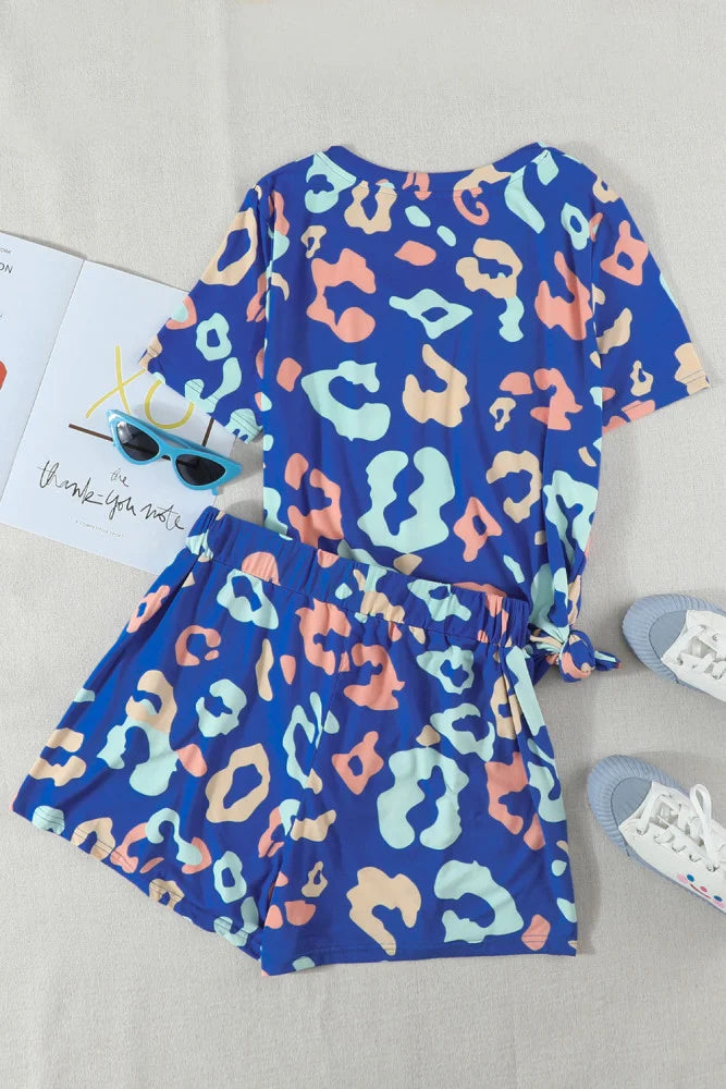 Vibrant Leopard Shorts Lounge Set