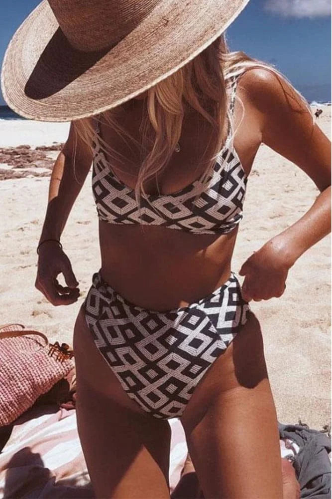 Geometric High Waist Bikini