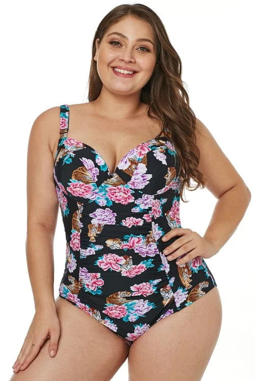 Tiger Floral Push-up Monokini