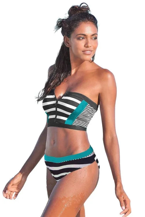 Patchwork Bustier Bikini