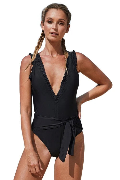 Classic Black Frilled Monokini