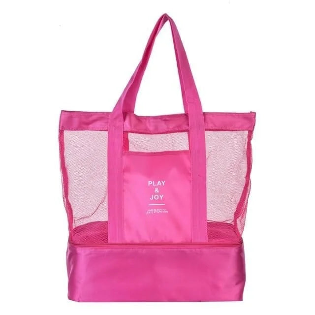 Pink Mesh Patchwork Shoulder Bag