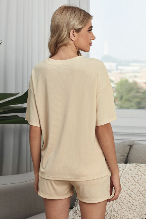 Khaki Ribbed Lounge Set