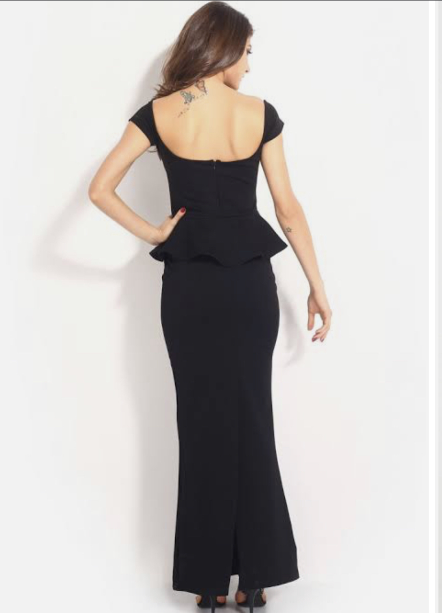 Kevan Jon Queenie Peplum Dress In Black White - Blush Boutique