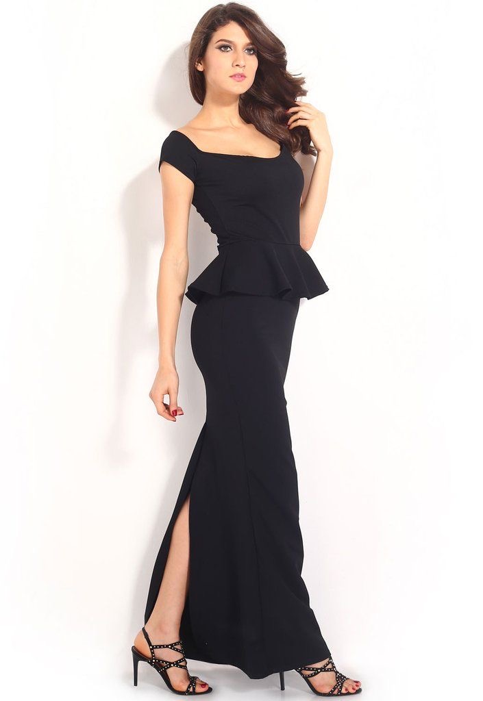 Fashion Woman Women's Peplum Maxi Dress With Drop Shoulder - Black | Konga  Online Shopping