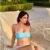 Angel Croshet Contrast Trim Halter Bandeau Bikini
