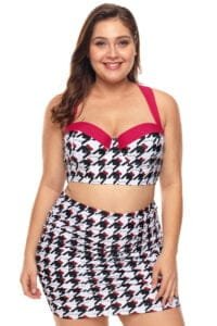 Buy swimwear for women at a store., Kitty Print Bikini Top With Skirt Swimwear