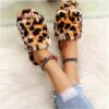 Angel Croshet Leopard Open Toe Plush Slippers