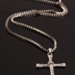 Angel Croshet Rhinestone Cross Pendant