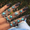 Angel Croshet Vintage Turquoise Ring Set