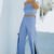 Angel Croshet Knotted Top & Split High Waist Pants Coord Set