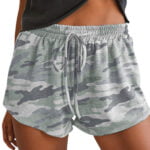 Camo Draw String Elastic Waist Shorts