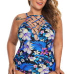 Crisscross Teddy High Neck Floral Swimwear