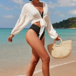 Chic Strand Shield: Organic Cotton Bikini Coverup for women