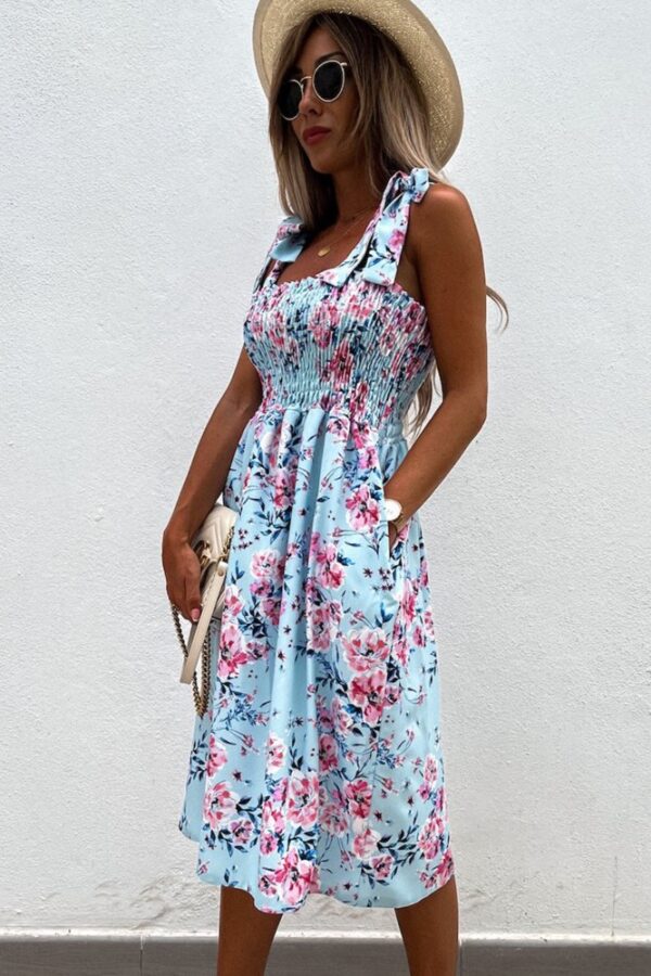 Buy Tie Strap Mini Floral Dress