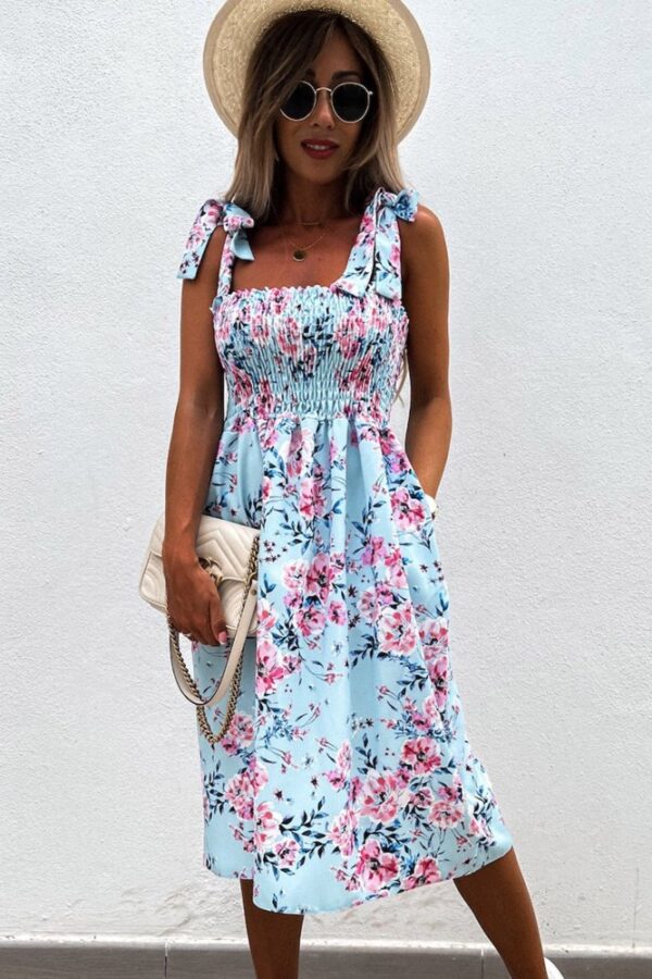 Buy Tie Strap Mini Floral Dress