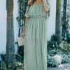 Off Shoulder Split Ruffle Maxi Dress