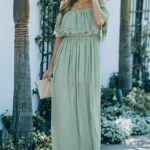 Off Shoulder Split Ruffle Maxi Dress