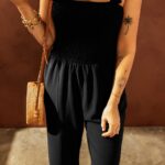 Sleeve Smocked Wide Leg Jumpsuit