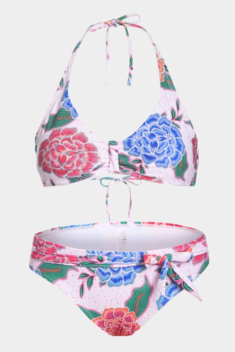 Floral Twist Front Halter Bikini Set