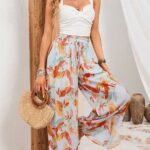 High Waist Floral Print Wide Leg Pants