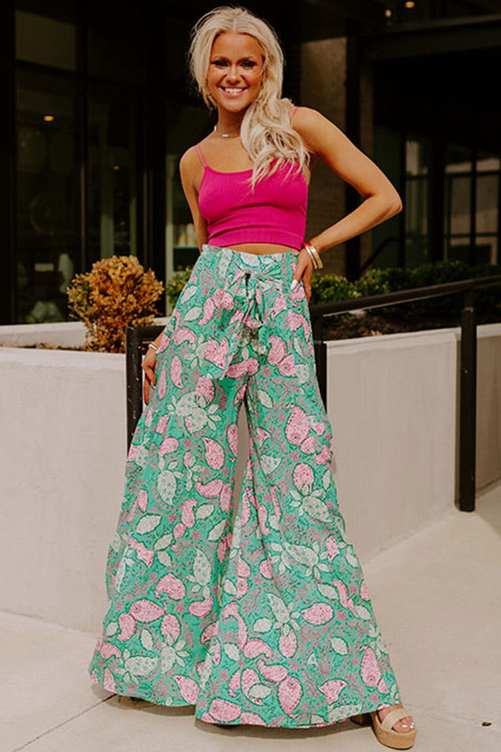 Print Wide Leg Pants