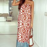 Geometric Print Sleeveless Maxi Dress