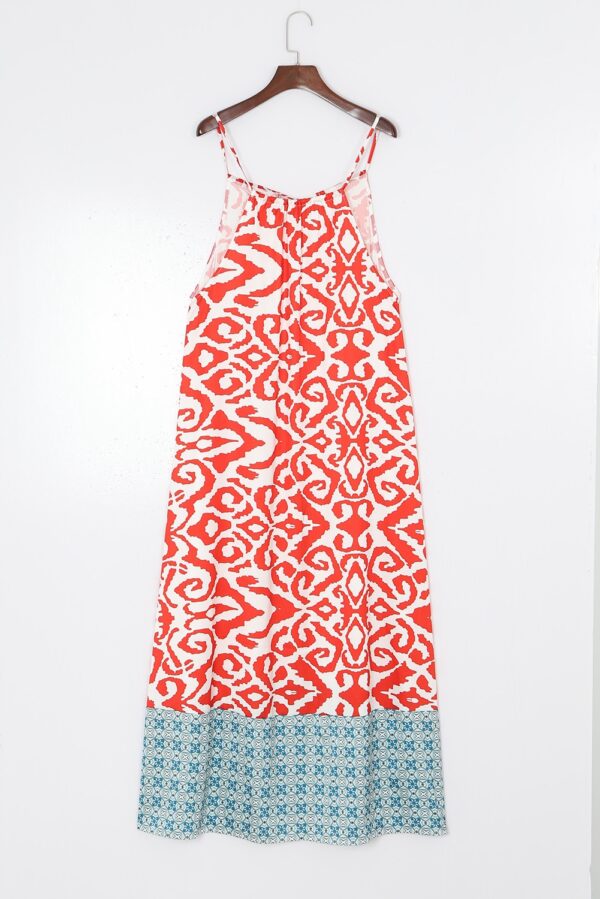 Angel Croshet Orange Boho Geometric Print Sleeveless Maxi Dress online