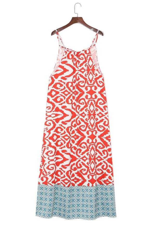 Angel Croshet Orange Boho Geometric Print Sleeveless Maxi Dress online