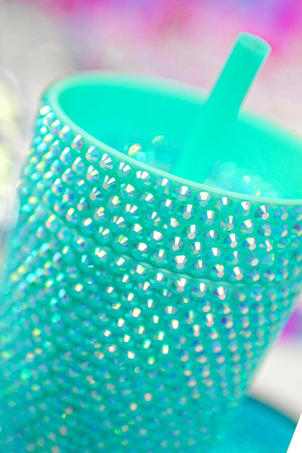 Angel Croshet Rhinestones Luxury Straw Cup