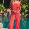 Angel Croshet View For Days Pleated Wide Leg Pants Set