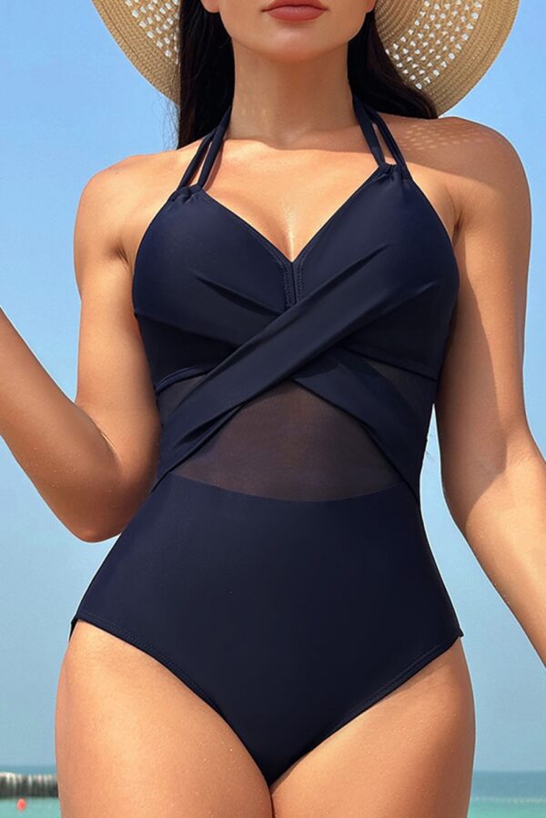 Angel Croshet Halter Mesh Cross Front Monokini