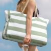 Striped Canvas Large Tote Bag