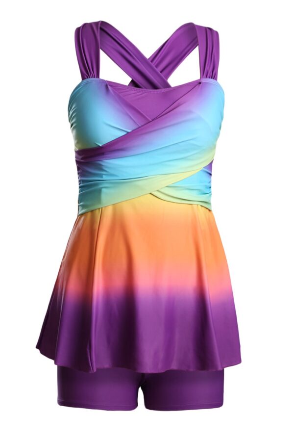 Angel Croshet Purple Ombre Swimdress with Shorts