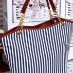 Buy Elegant Striped Metal Chain Bag