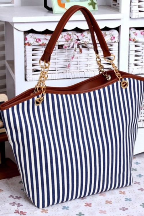 Buy Elegant Striped Metal Chain Bag