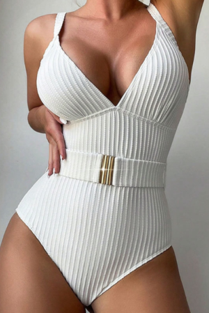 Buy Flawless Ribbed Texture Belted Monokini