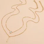 Gold Rhinestone Layered Necklace