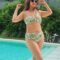 Angel Croshet Green Floral Bandeau High Waist Bikini